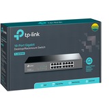 TP-Link TL-SG1016D Non-géré Gigabit Ethernet (10/100/1000) Noir, Switch Marron, Non-géré, Gigabit Ethernet (10/100/1000), Full duplex, Grille de montage, Vente au détail