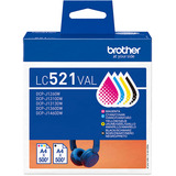 Brother LC521VAL Cartouche d'encre originale de - multipack Noir, Cyan, Magenta, Jaune, 4 pièce(s), 500 pages, 500 pages, Multi pack