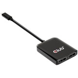 Club 3D USB‑C (DP Alt‑Mode) vers 2x DisplayPort, HUB Noir