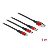 DeLOCK 86709 câble USB 1 m USB 2.0 USB A USB C/Lightning Noir, Rouge Noir/Rouge, 1 m, USB A, USB C/Lightning, USB 2.0, Noir, Rouge