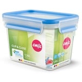Emsa Récipient fraîcheur Clip & Close, 1,1 L, Boîte Transparent/Bleu, rectangulaire