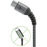 goobay Câble textile USB-C avec connecteurs métalliques Gris/Argent, 0,15 mètre, 60W