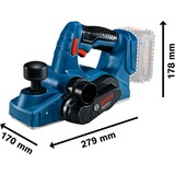 Bosch GHO 18 V-LI Professional Noir, Bleu 14000 tr/min, Rabot électrique Bleu/Noir, Noir, Bleu, 14000 tr/min, 8,2 cm, 8 mm, 90 dB, 79 dB