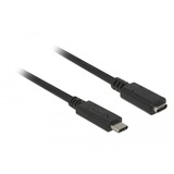 DeLOCK USB-C mâle > USB-C femelle, Câble d'extension Noir, 1,5 mètre