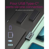 ICY BOX IB-HUB1454-C31 4-port USB 3.2 Gen 2 Type-C, Hub USB Gris/bleu-gris