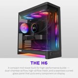NZXT H6 ( 2026 ) Tout Noir boîtier midi tower Noir | 2x USB-A | 1x USB-C | Verre trempé