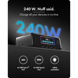 ICY BOX 240W GaN, Station de recharge Noir
