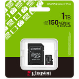 Kingston Canvas Select Plus 1 To MicroSDXC, Carte mémoire Noir, UHS-I U3, Classe 10, V30, Adaptateur SD inclus