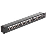 DeLOCK Panneau de brassage 19 pouces 24 ports Cat.6 Noir, 1 U