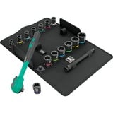 Wera 8100 SB 12 Jeu de cliquets Zyklop Comfort, Set d'outils Noir/Vert, Levier de changement, 3/8" drive, métrique, 16 pièces