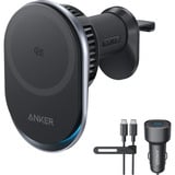 Anker Prime Wireless Car Charger (25W), Chargeur Noir, 1x USB-C, 1x USB-A, Qi2, 25W