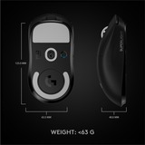 Logitech G PRO X SUPERLIGHT, Souris gaming Noir, 100 - 25 600 dpi