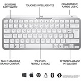 Logitech MX Keys Mini Minimalist Wireless Illuminé, clavier Gris clair, Layout FR, Bluetooth