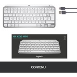Logitech MX Keys Mini Minimalist Wireless Illuminé, clavier Gris clair, Layout FR, Bluetooth