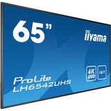 iiyama Prolite LH6542UHS-B3, Affichage public Noir, Panneau plat de signalisation numérique, 163,8 cm (64.5"), IPS, 3840 x 2160 pixels, 18/7