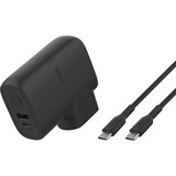 Belkin chargeur mural hybride 25 W + powerbank 5 000 mAh Noir, Kit d'adaptateurs de voyage inclus