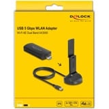 DeLOCK Delock Wi-Fi 6E Dual WLAN USB-adp AX3000, Adaptateur WLAN Noir