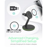 ICY BOX 3-en-1 sans fil, Chargeur Noir, IB-SH102-CH