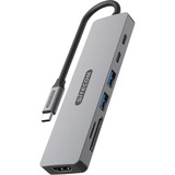 Sitecom 7 en 1 USB-C Power Delivery Multiport Adapter, Station d'accueil Gris