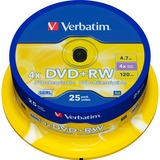 Verbatim DVD+RW 4,7 GO, Support vierge DVD 1-4x, 25 pièces