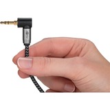 goobay Câble de connexion stéréo auxiliaire Plus Audio 3,5 mm 90° Noir/Argent, 1 mètre