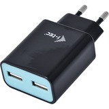 i-tec Chargeur USB 2 ports 2,4A, Bloc d'alimentation Noir
