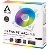 ARCTIC P12 PWM PST A-RGB, Ventilateur de boîtier Blanc, 1 pièce, connecteur de ventilateur PWM à 4 broches