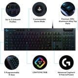Logitech G815 LIGHTSYNC RGB, clavier gaming Noir, Layout US (QWERTY), GL Tactile, LED RGB