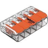 Wago Borne de raccordement Serie 221 COMPACT - 5x4 mm², Pince Transparent/Orange, 25 pièces