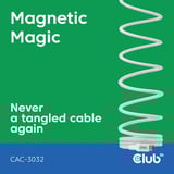 Club 3D Câble USB-C Magnetic-Coil 240 W PD3.1 blanc, 2 mètres Blanc