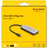 DeLOCK USB 10 Gbps Hub USB Type-C + 4 x USB Type-C femelle en PD 85 Watt Gris