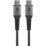 goobay Câble textile USB-C avec connecteurs métalliques Gris/Argent, 0,5 mètre, 60W