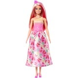 Barbie Poupée royale aux cheveux roses et blonds, jupe imprimée papillon rose fuchsia