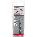 Bosch Lames de scie sauteuse T 144 D Speed for Wood, Lame de scie Panneau aggloméré, Fibre de bois, Bois, Contreplaqué à base de bois, 4 mm, 5,2 mm