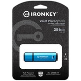 Kingston IronKey Vault Privacy 50 256 Go, Clé USB Bleu clair/Noir