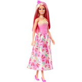 Mattel Barbie - Poupée royale aux cheveux roses et blonds, jupe imprimée papillon rose fuchsia