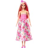 Mattel Barbie - Poupée royale aux cheveux roses et blonds, jupe imprimée papillon rose fuchsia