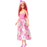 Mattel Barbie - Poupée royale aux cheveux roses et blonds, jupe imprimée papillon rose fuchsia