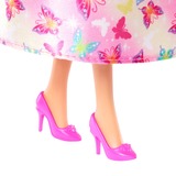 Mattel Barbie - Poupée royale aux cheveux roses et blonds, jupe imprimée papillon rose fuchsia