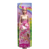 Mattel Barbie - Poupée royale aux cheveux roses et blonds, jupe imprimée papillon rose fuchsia