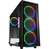 Sharkoon TG4M RGB, Moyen tour Noir, 2x USB-A 3.2 (5 Gbit/s), 2x Audio, Window-kit