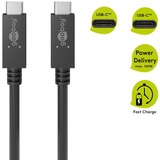 goobay Câble textile USB-C > USB-A avec connecteurs métalliques Noir, 1 mètre