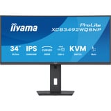 iiyama ProLite XCB3492WQSNP-B1 34" Moniteur UltraWide incurvé Noir, 1x DisplayPort, 2x HDMI, 3x USB-C, 2x USB-A, 1x RJ-45