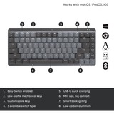 Logitech MX Mechanical Mini, clavier Noir/gris, Layout États-Unis, GL Tactile