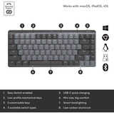Logitech MX Mechanical Mini clavier Noir, Layout US-International (QWERTY), GL Tactile, 80% (TKL)