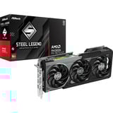 ASRock Radeon RX 9070 XT Steel Legend Dark 16GB, Carte graphique 3x DisplayPort, 1x HDMI 2.1, RDNA4