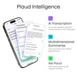 Plaud Note Pro, Enregistreur vocal Noir, 64 Go, Bluetooth (BLE 5.4), Wi-Fi double bande (2,4 GHz et 5 GHz)