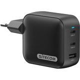 Sitecom 100W GaN Power Delivery chargeur Noir, 2x USB-C, 1x USB-A