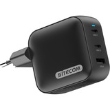 Sitecom 100W GaN Power Delivery chargeur Noir, 2x USB-C, 1x USB-A