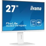 iiyama ProLite XUB2797QSN-W2 27" Moniteur  Blanc, 100 Hz, HDMI, DisplayPort, USB-C, Adaptive Sync